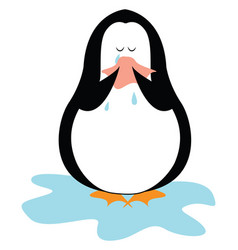 Crying Penguin On White Background