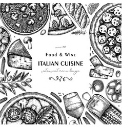 Italian Cuisine Frame Design In Sketch Style Hand