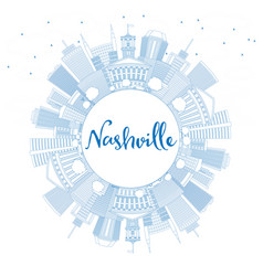 Outline Nashville Skyline With Blue Buildings