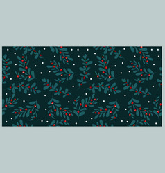 Pattern With Winter Plant And Red Berries