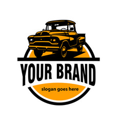 Retro Old Pick Up Logo Template