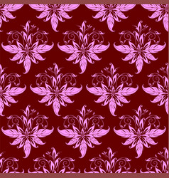 Seamless Graphic Pink Pattern On Burgundy