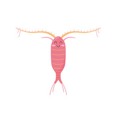 Smiling Zooplankton Cartoon Character - Flat