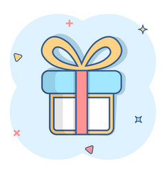 Gift Box Icon In Comic Style Present Package