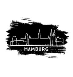 Hamburg Germany City Skyline Silhouette Hand