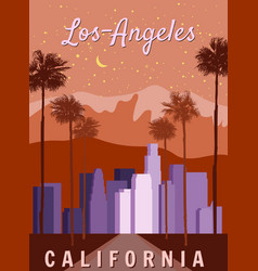 Retro Poster Los Angeles Downtown Cityscape