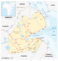 Road Map Of East African Republic Of Djibouti