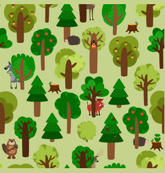 Forest Seamless Pattern With Trees And Animals