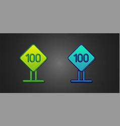 Green And Blue Speed Limit Traffic Sign 100 Km