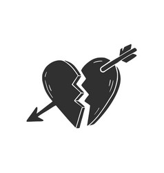 Hand Drawn Broken Heart With Arrow