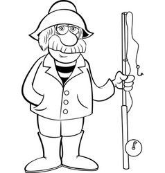 Old Sea Captain Holding A Fishing Pole