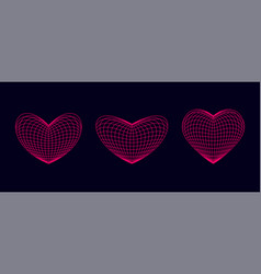 Pink Wireframe Heart Shapes Set Grids Grid