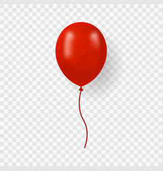 Single Red Balloon With Ribbon On Transparent