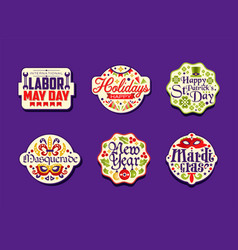 Collection Of Holiday Stickers Labour Day Saint