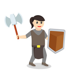 Dwarf Warrior Hold Axe And Shield Design