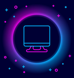 Glowing Neon Line Smart Tv Icon Isolated On Black