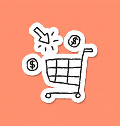 Online Shopping Cart Doodle Sticker