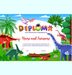 Cartoon Kids Diploma With Dinosaur Dino Characters