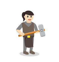 Dwarf Warrior Woman Hold Sledge Hammer Design