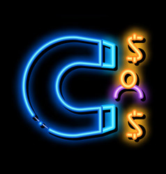 Magnet Attracts Money Neon Glow Icon