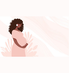 Beautiful Black Pregnant Woman Banner With Copy