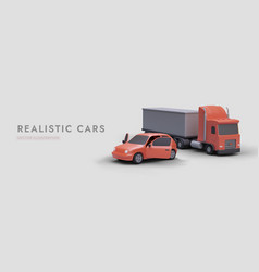 Realistic Car And Truck Vehicles Ready For Travel