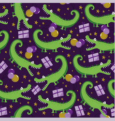 Birthday Alligator Seamless Pattern