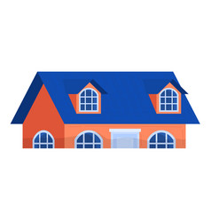 Bright Orange House With Blue Roof And White