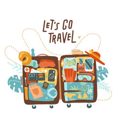 Let S Go Travel Concept With Open Suitcase