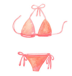 Pink Bikini Swimsuit For Woman Watercolor