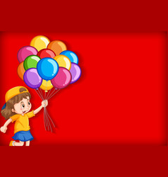 Plain Background With Happy Girl And Many Balloons