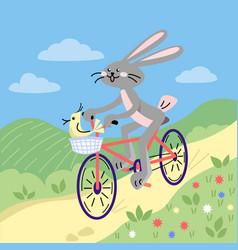 Rabbit And Bird Ride A Bike