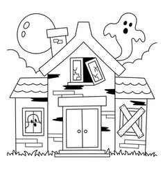 Haunted House Halloween Coloring Page For Kids