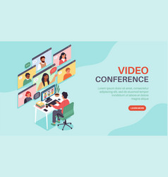 Isometric Online Conference Corporate Web Chat