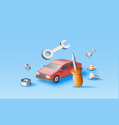 3d Car Repair Concept Isolated