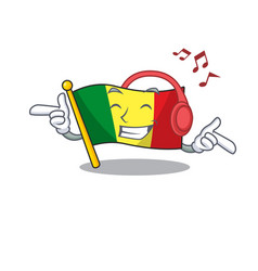 Listening Music Flag Mali Mascot Cartoon Character