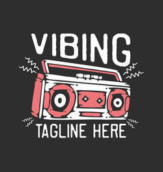 T Shirt Design Vibing With Radio And Gray