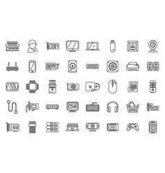 Computer Store Icons Set Outline Online