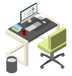 Workspace Isometric Icon Office Desk