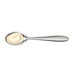 Mayonnaise Sauce In Spoon Dollop Of Mayo