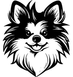 Pomeranian - Black And White Isolated Icon