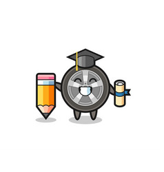 Car Wheel Cartoon Is Graduation With A Giant