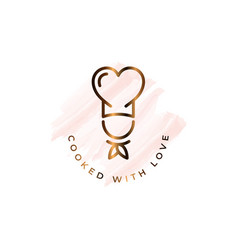 Chef With Heart Watercolor Logo Cooked Concept