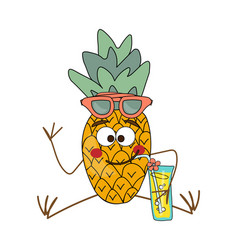 Funny Doodle Character Pineapple