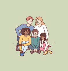 Happy Family Couple With Multiracial Children