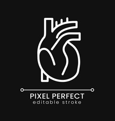 Heart Pixel Perfect White Linear Icon For Dark