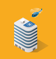 Isometric Building With Helicopter Landing On Top