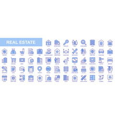 Real Estate Web Icons Set In Blue Line Design