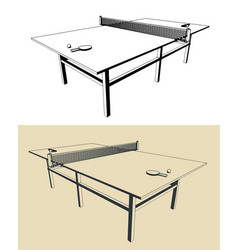 Table Tennis Table With Rackets And Ball