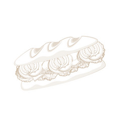 Baguette Sandwich Line Art